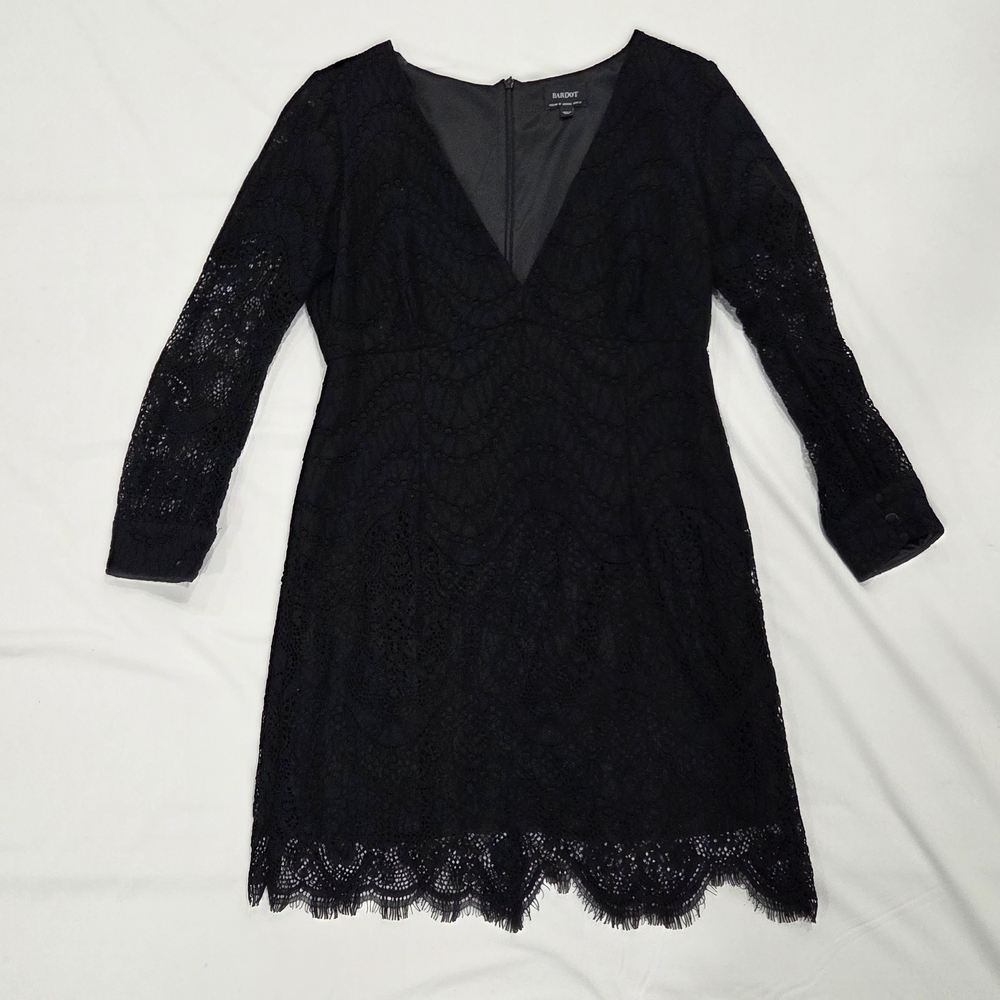 Bardot Black Lace Mini Dress Size 12 - Picture 2 of 16